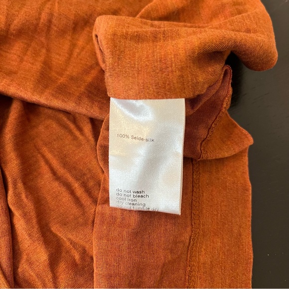 AKRIS Switzerland Burnt Orange 100% Seide Silk Long Sleeve V Neck Shirt medium - Picture 6 of 7